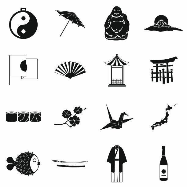 日本图标黑色合集图片下载