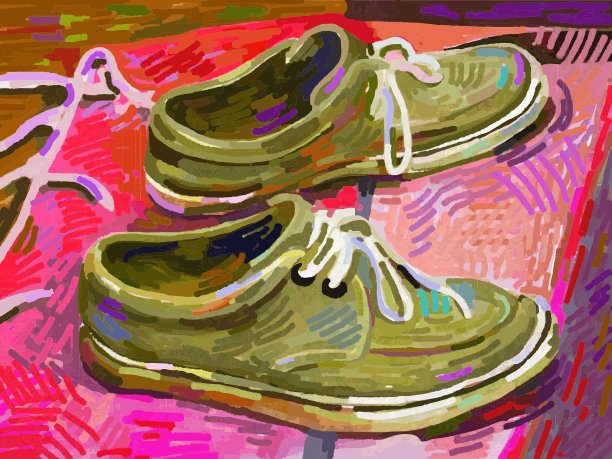 地毯上的原创数字绘画鞋图片下载