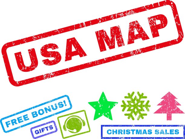 美国地图橡皮图章图片下载