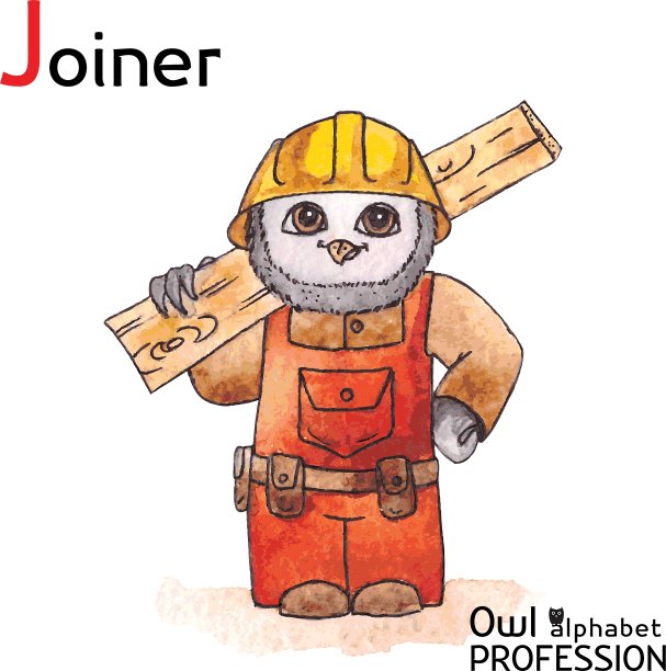 字母表专业猫头鹰字母J - Joiner图片下载