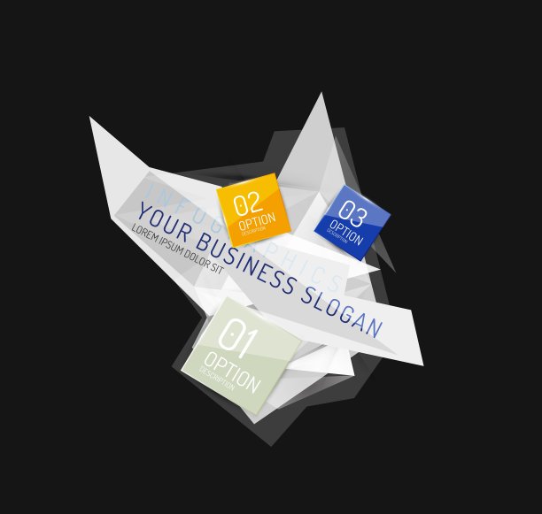 现代多边形折纸信息图图片下载