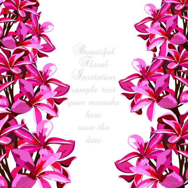 水彩粉色热带鲜花卡片图片下载