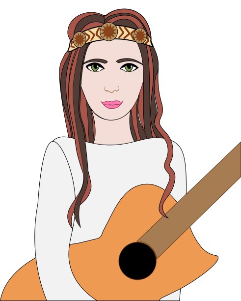 带着吉他的嬉皮女孩图片下载