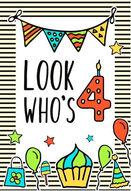 儿童生日卡片与彩色数字图片下载