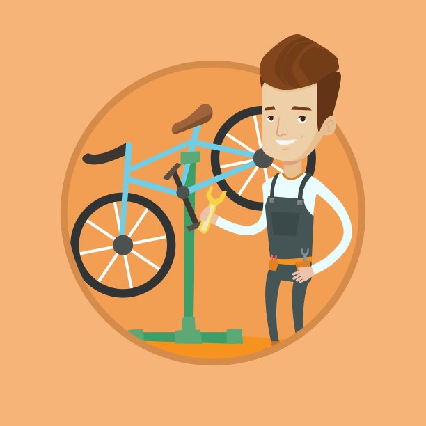 在修理厂工作的白人自行车技工图片下载