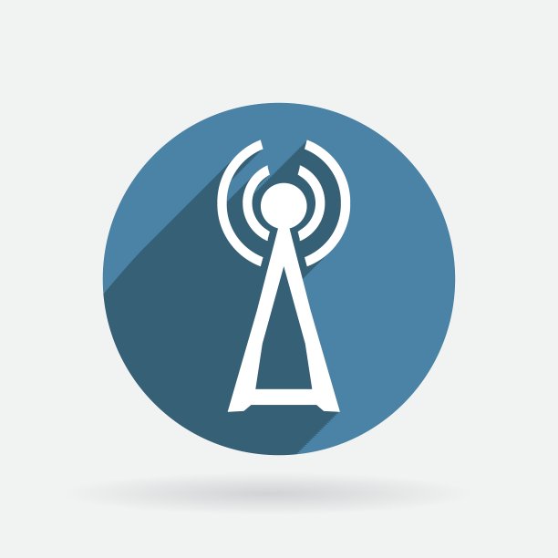 塔的wi - fi圈蓝色图标与阴影图片下载