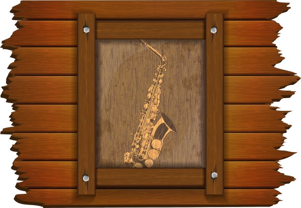 第一帧木板上的萨克斯管图像图片下载