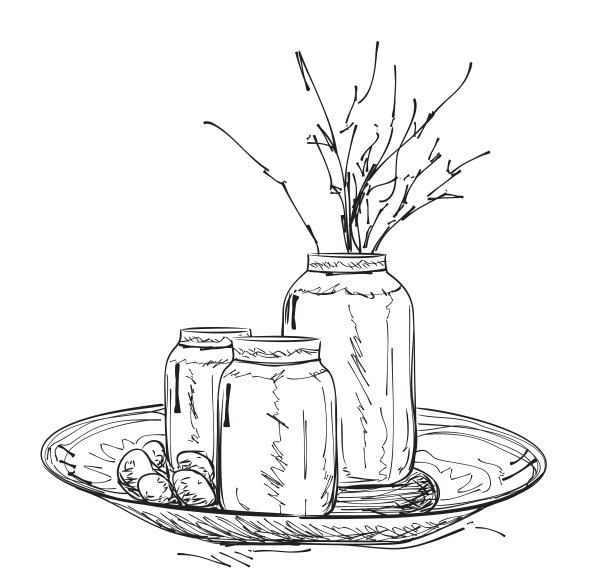 卡通花瓶与树枝春天图片下载