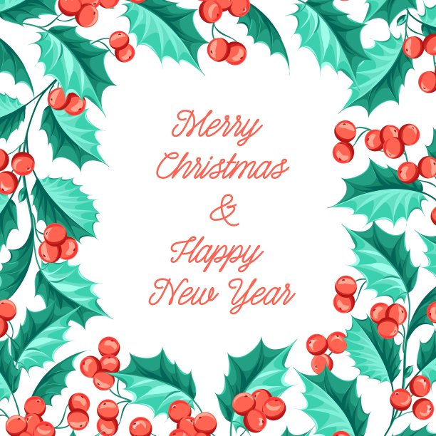 圣诞槲寄生节日贺卡与文字图片下载