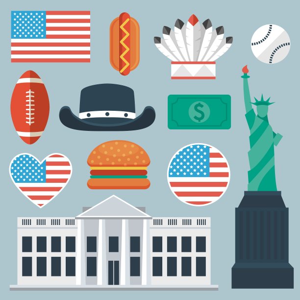 美国平面图标组图片下载
