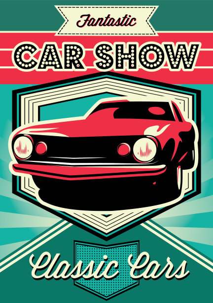 汽车展览的老式海报图片下载