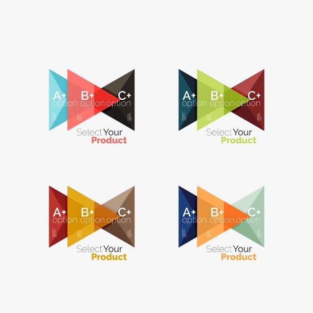 一套三角形几何商业信息图图片下载