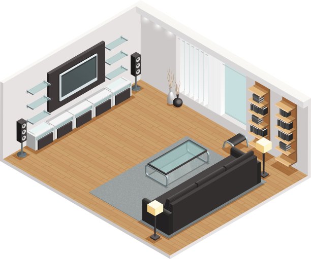 客厅室内等距视图海报图片下载