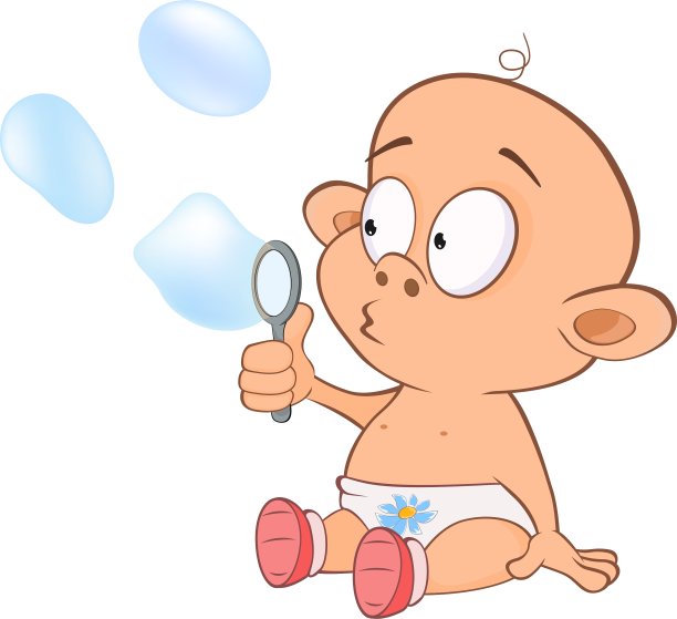 可爱的男孩吹泡泡卡通图片下载