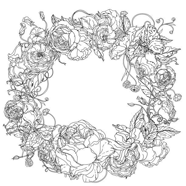 黑色和白色优雅的花环图片下载