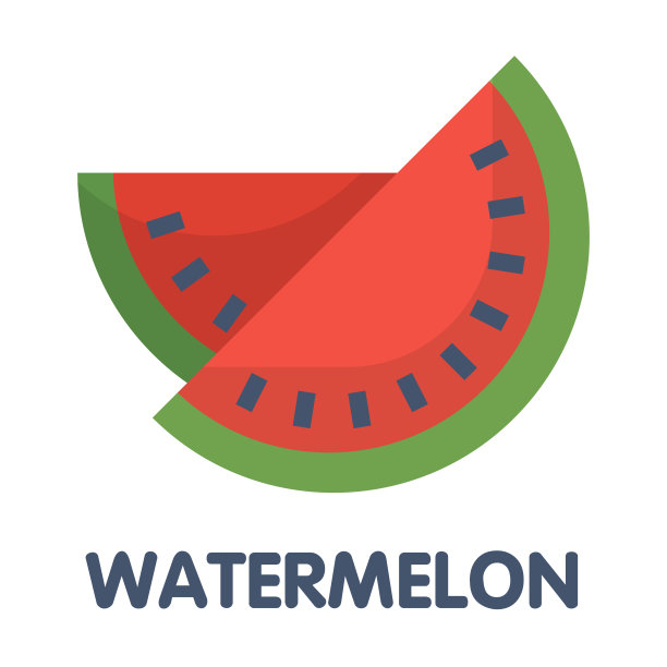 22042020 -矢量切片，半新鲜西瓜健康的夏季水果平面图标上的白色背景图片下载