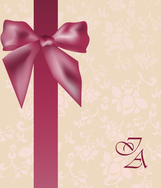 带蝴蝶结和装饰品的请帖图片下载