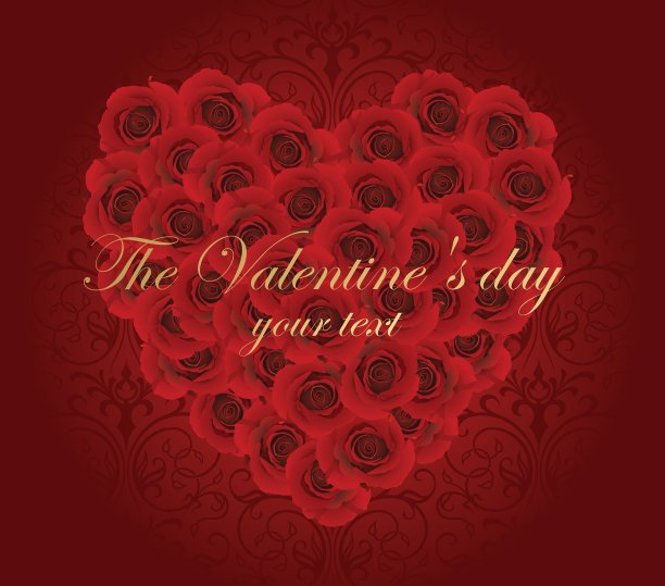 带有红玫瑰的浪漫卡片图片下载