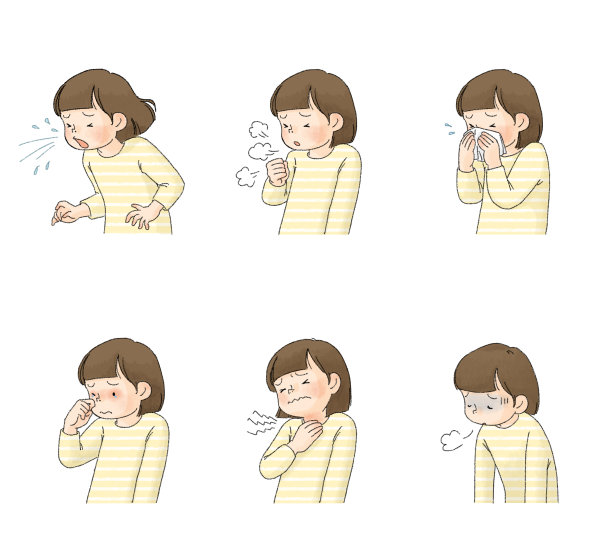 病情症状集1(打喷嚏、咳嗽、流鼻涕、眼睛痒、呆滞)女孩图片下载