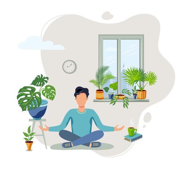 一个人坐在绿色的家靠近窗户。图片下载