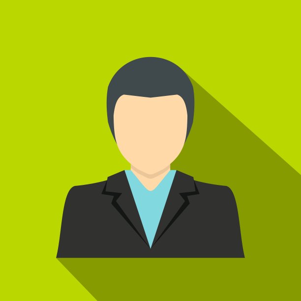 年轻的黑发男子在西装图标平风格图片下载