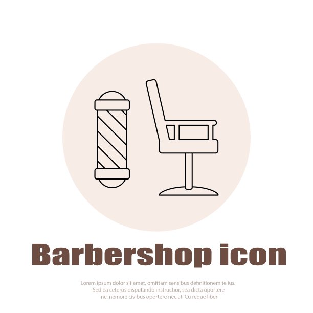 线性的理发店图标设置了通用发型图片下载