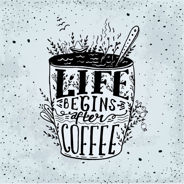 短语生活在咖啡杯卡之后开始图片下载
