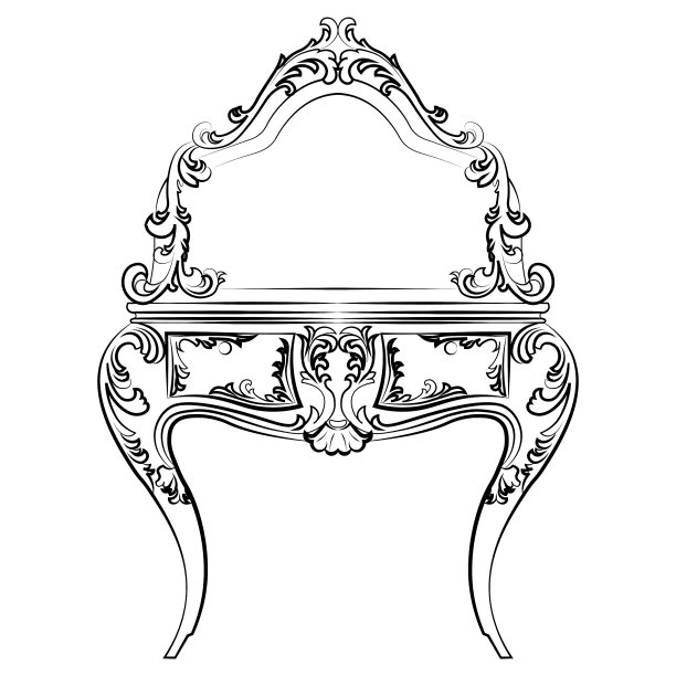 巴洛克风格的梳妆台和镜子图片下载