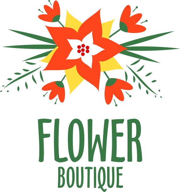 vecror标志为一家花店明亮的花束图片下载