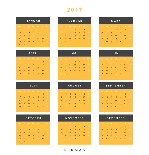 2017年日历采用德国简约现代图片下载