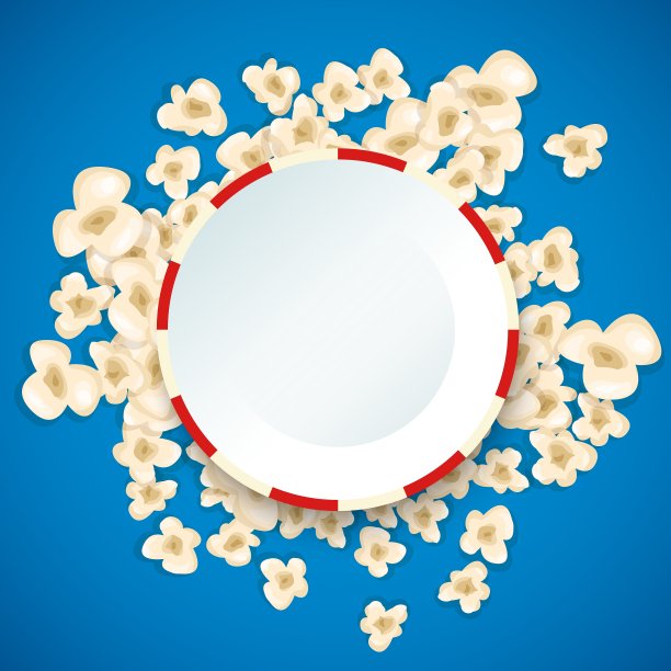 堆爆米花的电影躺在蓝色的背景图片下载