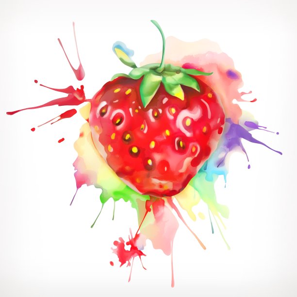 水彩画成熟的草莓图片下载