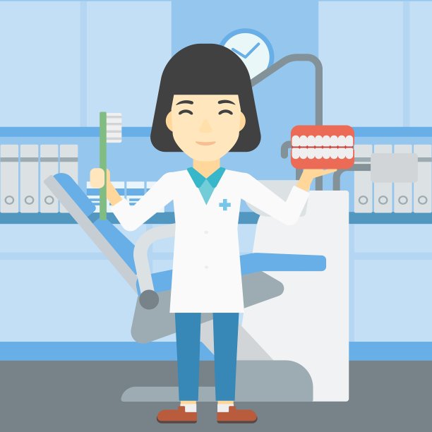 有牙颌模型和牙刷的牙医图片下载