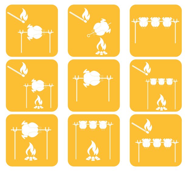 一组烤鸡图标图片下载