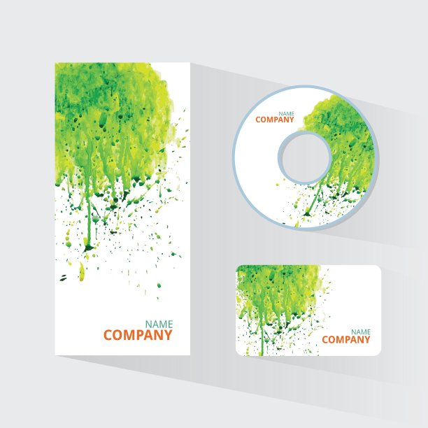 水彩企业身份模板与草图图片下载