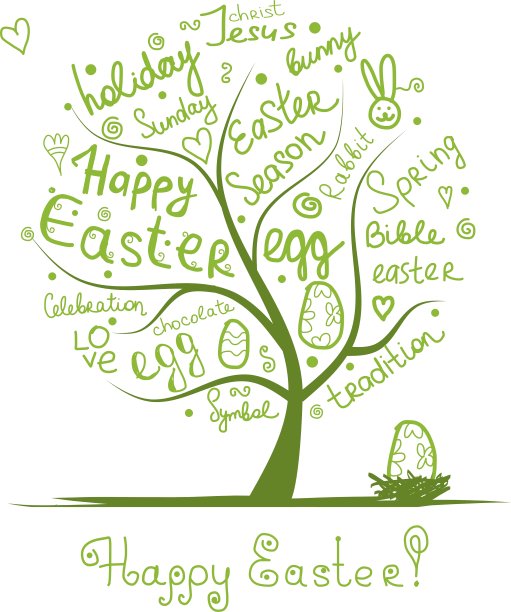 复活节树的草图图片下载