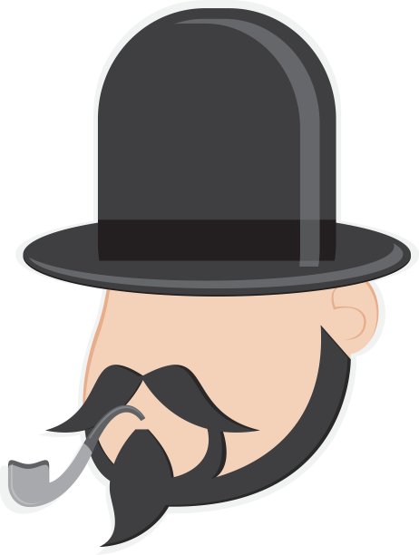 无脸男子头与面部毛发和帽子图标图片下载