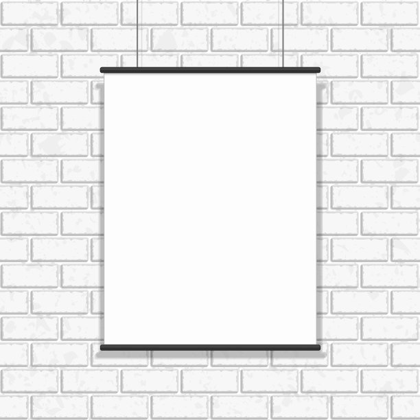 海报挂在无缝砖墙上图片下载