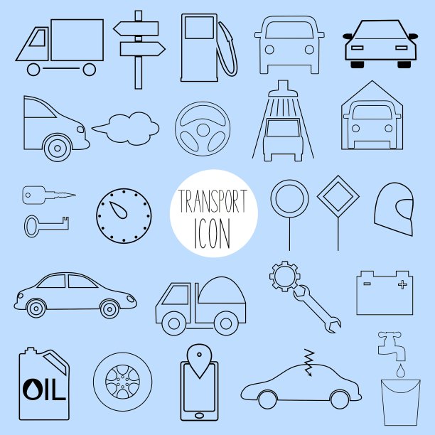 汽车和车辆主题的轮廓图标图片下载