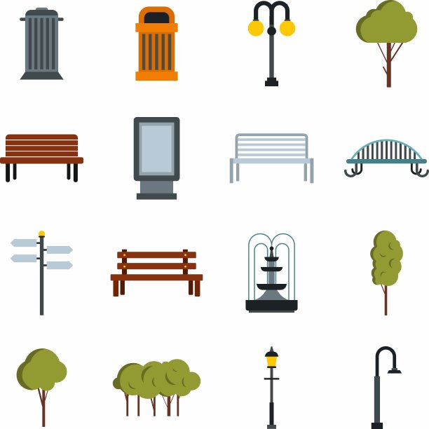 公园图标设置扁平风格图片下载