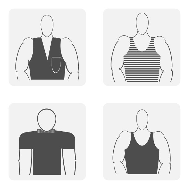 黑白图标设置与男性剪影图片下载