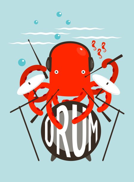 红章鱼打鼓图片下载