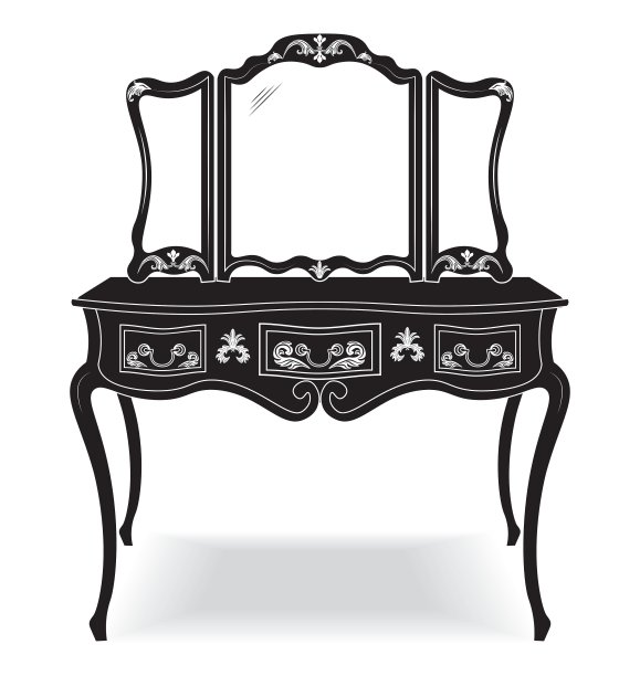 复古梳妆台和镜框图片下载