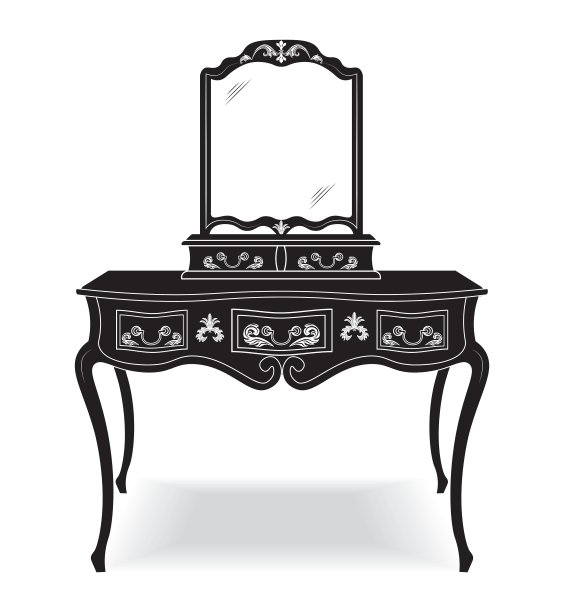 复古梳妆台和镜框图片下载