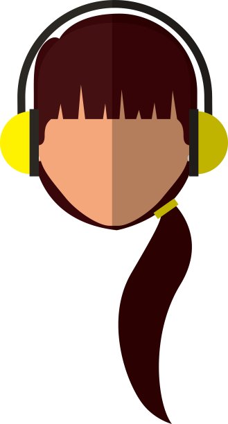 戴着耳机的年轻女性化身图片下载