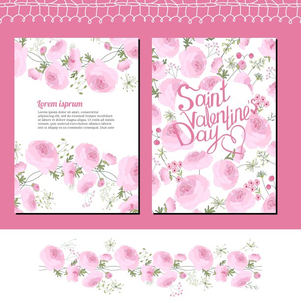 婚礼和情人节的花卉模板与粉红色图片下载