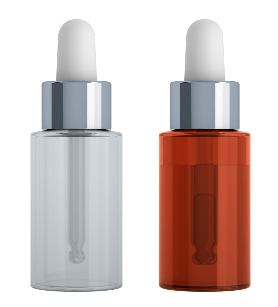 滴管瓶模型，化妆品或医疗产品。3D渲染孤立的白色背景图片下载