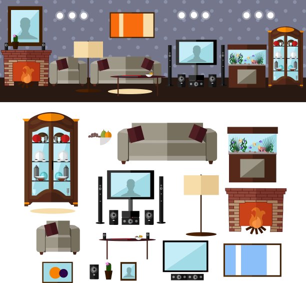 客厅内部有家具图片下载