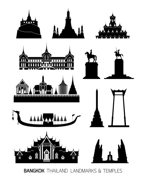 泰国地标物体剪影集图片下载