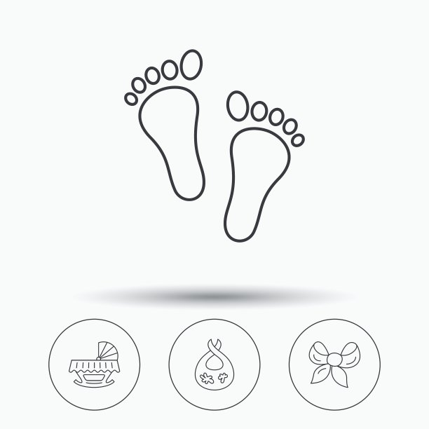 足迹摇篮和肮脏的围嘴图标图片下载